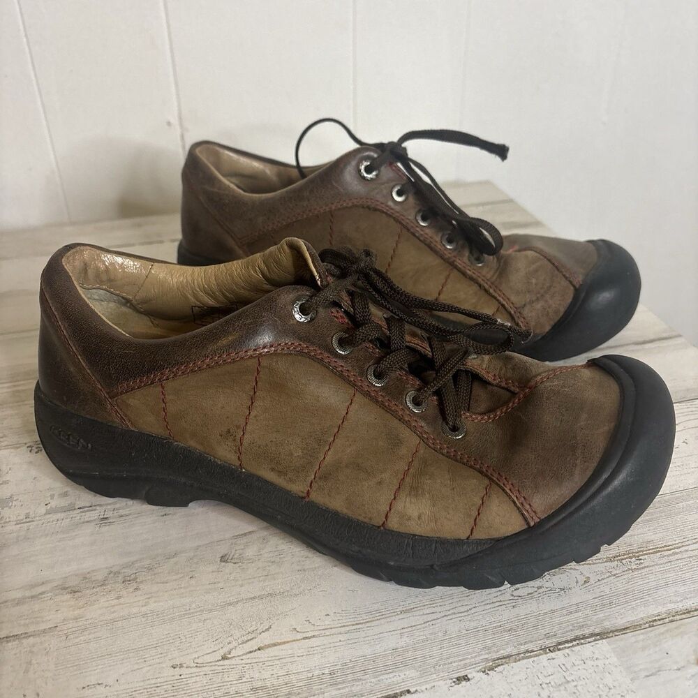 Keen Presidio Brown Leather Hiking Shoes Sneakers Women’s 9.5 Low Top